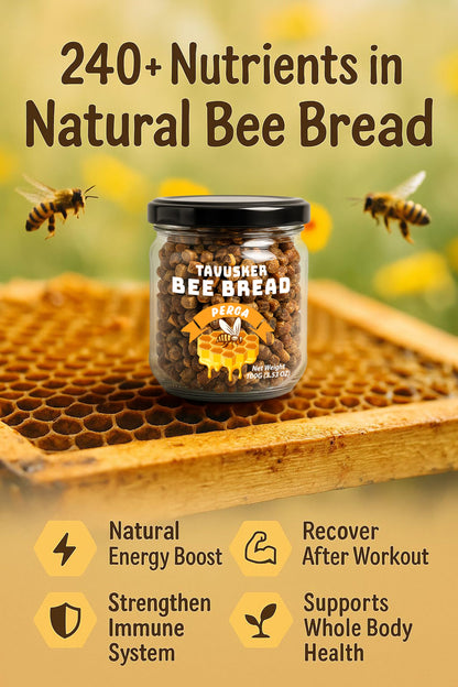 Tavusker Bee Bread 2026 Harvest, Fresh Perga Naturally Fermented Bee Pollen, Gluten Free 3.53 OZ (100G)